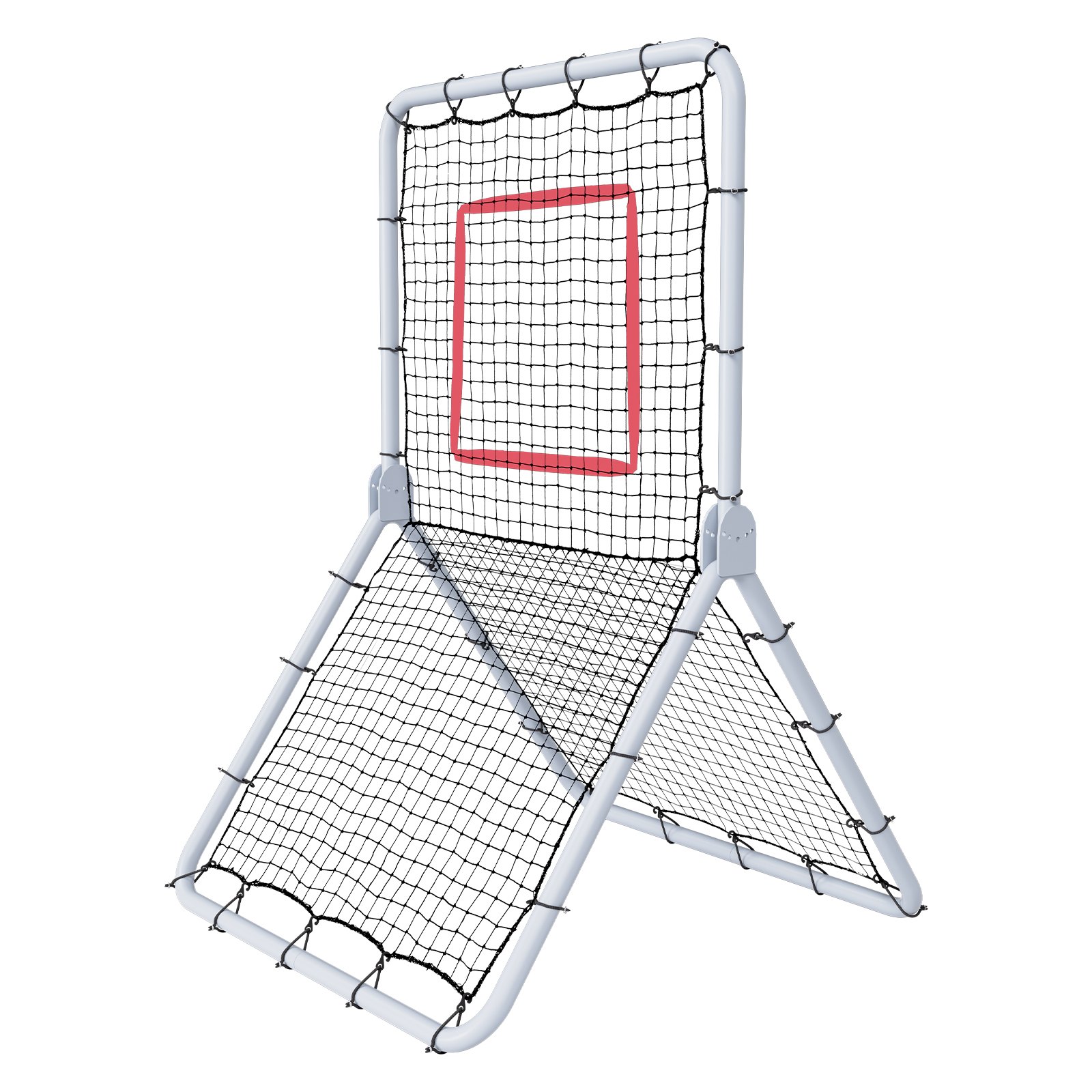 VEVOR Red de Rebote de Béisbol y Softbol 1066,8x1828,8 mm Red de Lanzamiento de Béisbol Entrenador de Rebote de Lanzador Línea de PE de 45 Hilos 5 Ángulos Ajustables para Práctica de Campo