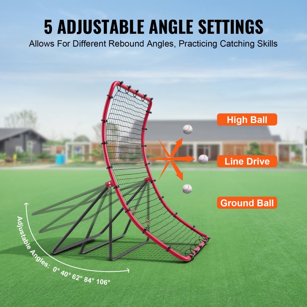 VEVOR Baseball and Softball Rebounder Net, 4 x 5.5 Foot PitchBack Baseball Pitching Nest, Pitch Return Trainer Rebound Net with Pitching Target, All-Angle Fielding Rebound Net for Grounders Pop Flies