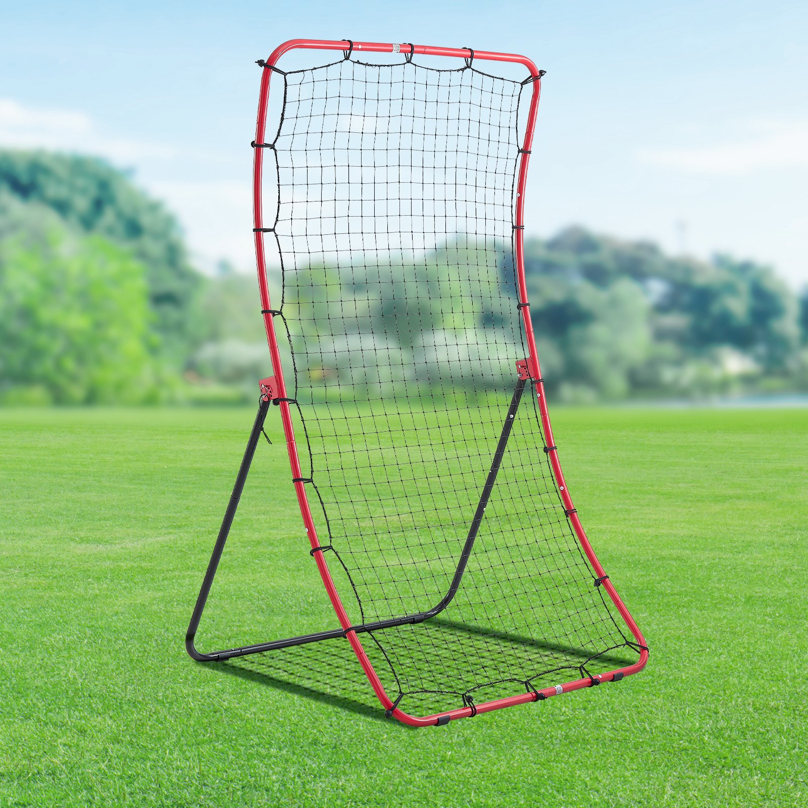 VEVOR Red de Rebote de Béisbol y Sóftbol, 1,2 x 1,7 m, 5 Ángulos Ajustables, Estructura de Acero y Red de PE, con Estacas para Suelo, para Entrenamiento de Lanzamiento y Defensa, Práctica de Retorno