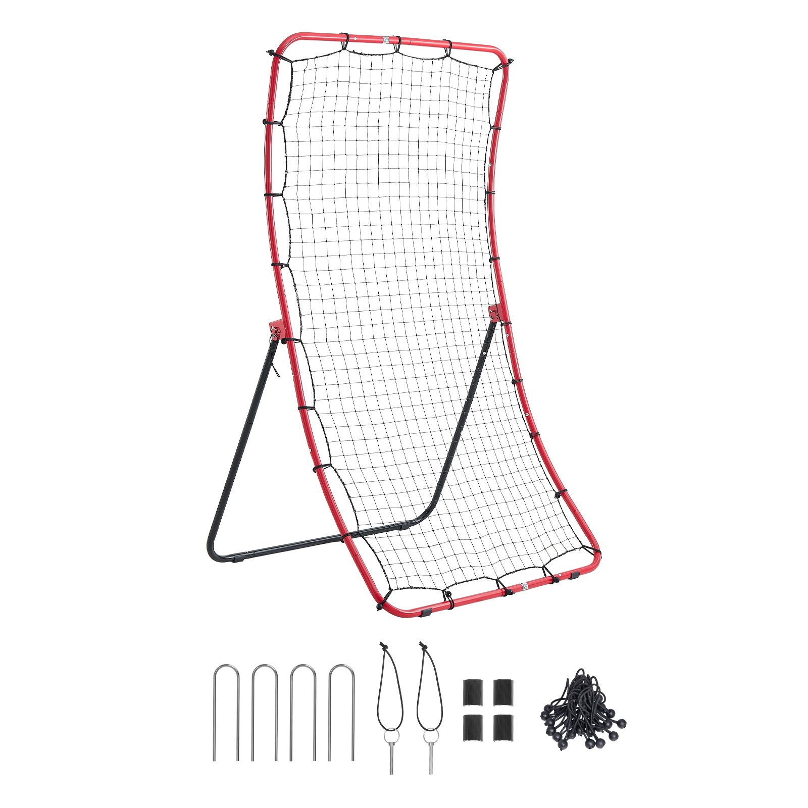 VEVOR Red de Rebote de Béisbol y Sóftbol, 1,2 x 1,7 m, 5 Ángulos Ajustables, Estructura de Acero y Red de PE, con Estacas para Suelo, para Entrenamiento de Lanzamiento y Defensa, Práctica de Retorno