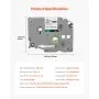 VEVOR 4 Paquetes Cinta para Etiquetas, Ancho de 12 mm, Repuestos Compatibles con Varios Tipos de Etiquetadoras Brother P-Touch, Reemplazo para Letra Tag TZe-231, Color Negro Sobre Blanco
