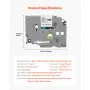 VEVOR 6 Paquetes Cinta para Etiquetas, Ancho de 12 mm, Compatible con Varios Modelos de Brother P-Touch, Repuesto para Letra Tag TZe-131, TZe-231, TZe-431, TZe-531, TZe-631 y TZe-731, Multicolor