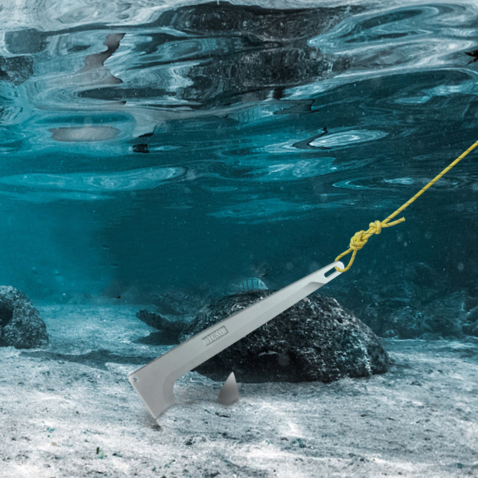 VEVOR Ancla para Barco Acero Galvanizado Ancla Bruce para Embarcaciones Pequeñas Ancla Galvanizada Alta Resistencia y Ajuste Rápido para Fondos Marinos Arena, Barro, Rocas, Corales (22 lbs / 10 kg)