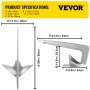 VEVOR Ancla para Barco Acero Galvanizado Ancla Bruce para Embarcaciones Pequeñas Ancla Galvanizada Alta Resistencia y Ajuste Rápido para Fondos Marinos Arena, Barro, Rocas, Corales (33 lbs / 15 kg)