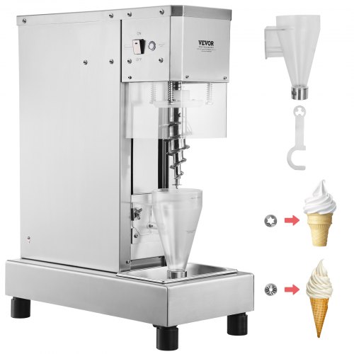 Licuadora para helados VEVOR, batidora para helados de alta velocidad de 750 W, 1740 RPM, batidora para helados de acero inoxidable 304, mango largo + protector de PC, personalizable con cualquier sabor de helado