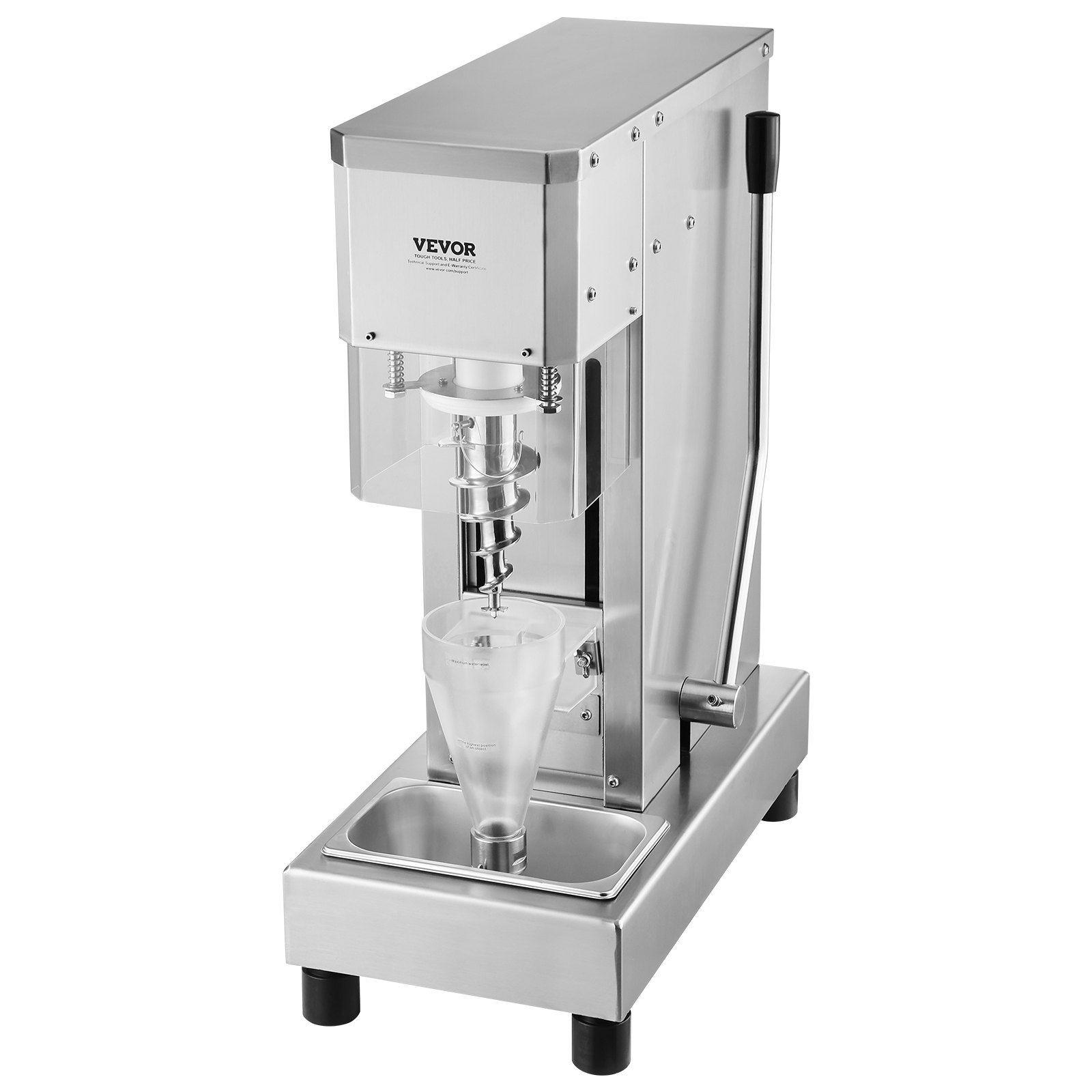 Licuadora para helados VEVOR, batidora para helados de alta velocidad de 750 W, 1740 RPM, batidora para helados de acero inoxidable 304, mango largo + protector de PC, personalizable con cualquier sabor de helado