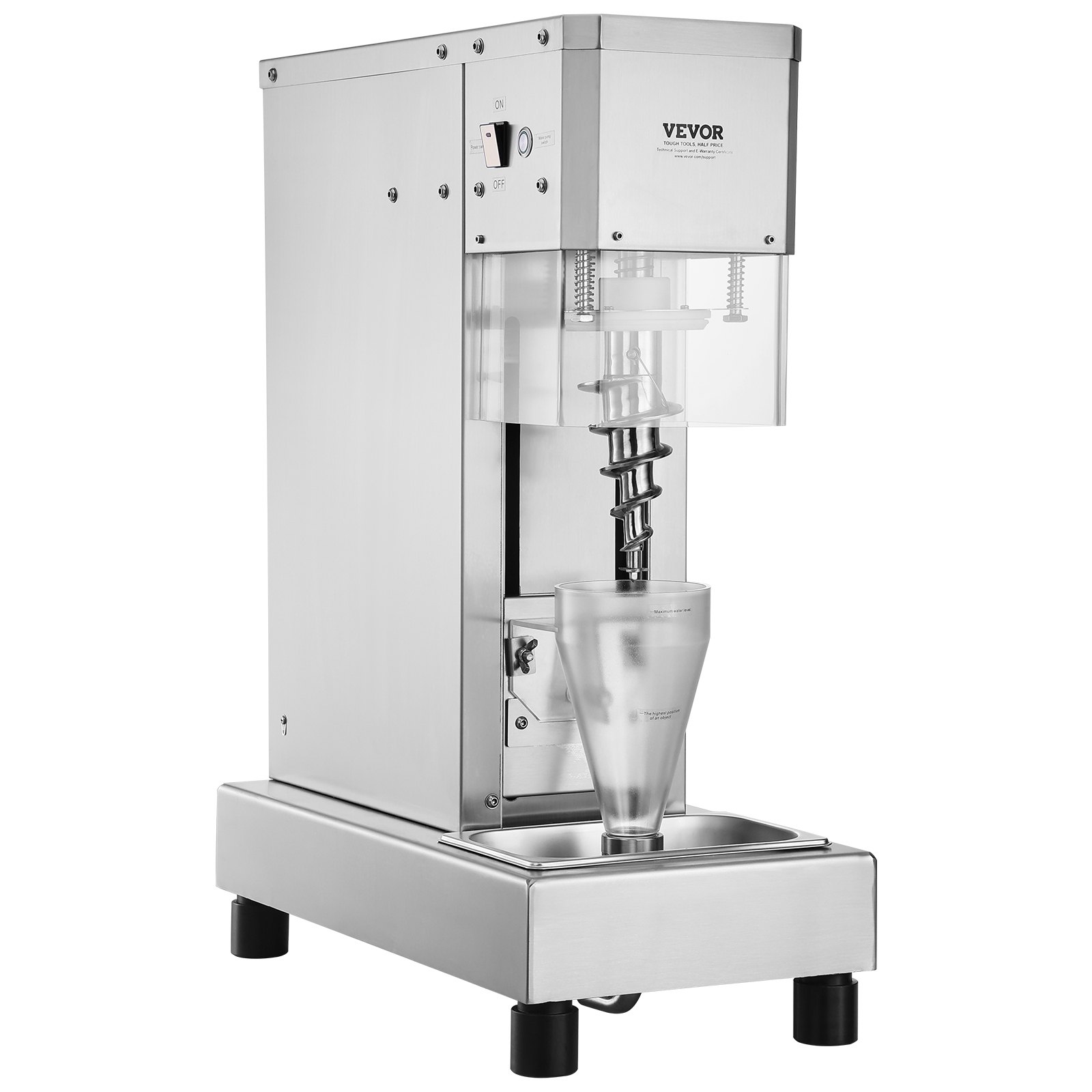 Licuadora para helados VEVOR, batidora para helados de alta velocidad de 750 W, 1740 RPM, batidora para helados de acero inoxidable 304, mango largo + protector de PC, personalizable con cualquier sabor de helado