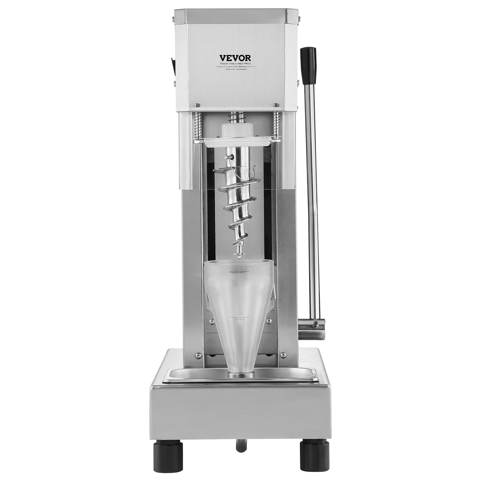 Licuadora para helados VEVOR, batidora para helados de alta velocidad de 750 W, 1740 RPM, batidora para helados de acero inoxidable 304, mango largo + protector de PC, personalizable con cualquier sabor de helado