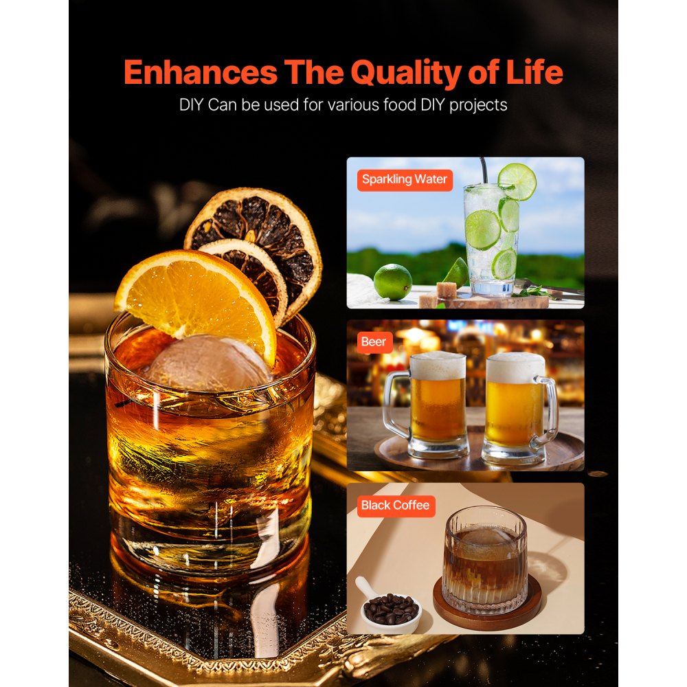 VEVOR Ice Press Ice Ball Maker Set 60 mm Ice Ball Made of Aviation Aluminum with Ice Block Mold, Large Mat, Tongs, Drip Tray & Glass, Round Ice Ball Maker, for Whiskey Cocktail Parties and Holidays