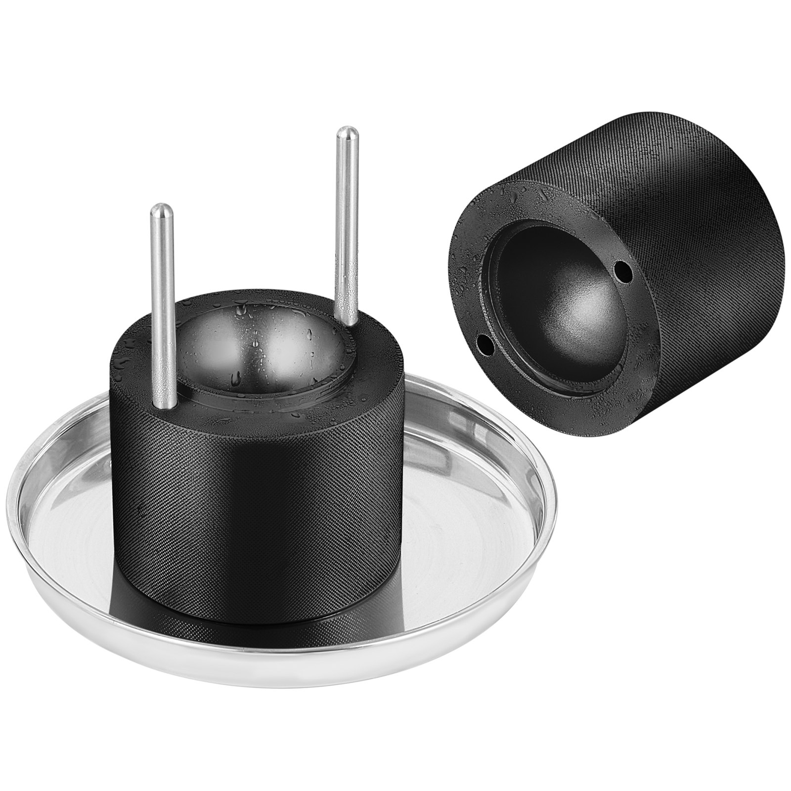 VEVOR Prensa para Bolas de Hielo 2,4" Kit de Prensa para Bolas de Hielo de Aleación de Avión para Esferas de Hielo de 60mm, Prensa para Hielo con Pinza y Bandeja de Goteo, para Whisky, Cocktail, Negro