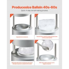 VEVOR Kit de Prensa para Bolas de Hielo Esfera Transparente 53 mm para Cócteles