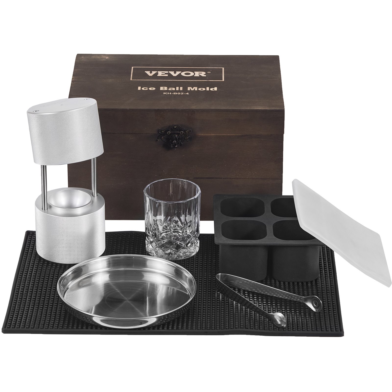 VEVOR Kit de Prensa de Bolas de Hielo Prensa de Hielo de Aleación de Aviación con Molde para Bloques de Hielo Fabricador de Bolas de Hielo Redondas de 60 mm, para Whisky, Cócteles en Fiestas