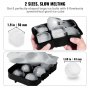 VEVOR Cubitera para Hielo Redondo de 6 x 4,3 cm y Hielo Cuadrado de 6 x 5 cm Moldes de Silicona para Cubitos Hielo Ahorro de Espacio con Tapa Fácil de Sacar para Bebidas Vino Cócteles Whisky Café Bar