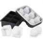 VEVOR Cubitera para Hielo Redondo de 6 x 4,3 cm y Hielo Cuadrado de 6 x 5 cm Moldes de Silicona para Cubitos Hielo Ahorro de Espacio con Tapa Fácil de Sacar para Bebidas Vino Cócteles Whisky Café Bar