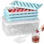 VEVOR Cubiteras para Hielo Redondo Esferas 2x33 y 1x104 Bandejas de Cubitos de Hielo Ahorro de Espacio Cubitera con Tapa Molde de PP Fácil de Sacar con Cuchara para Bebidas Vino Cócteles Whisky Café