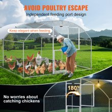 VEVOR Gallinero de Metal para Exterior, 400x300x200 cm, Gran Corral para Pollos, Lona Impermeable, Techo Domo, Puerta Doble, Malla de Alambre, Parque para Gansos, Patos, Conejos, Mascotas, Plata