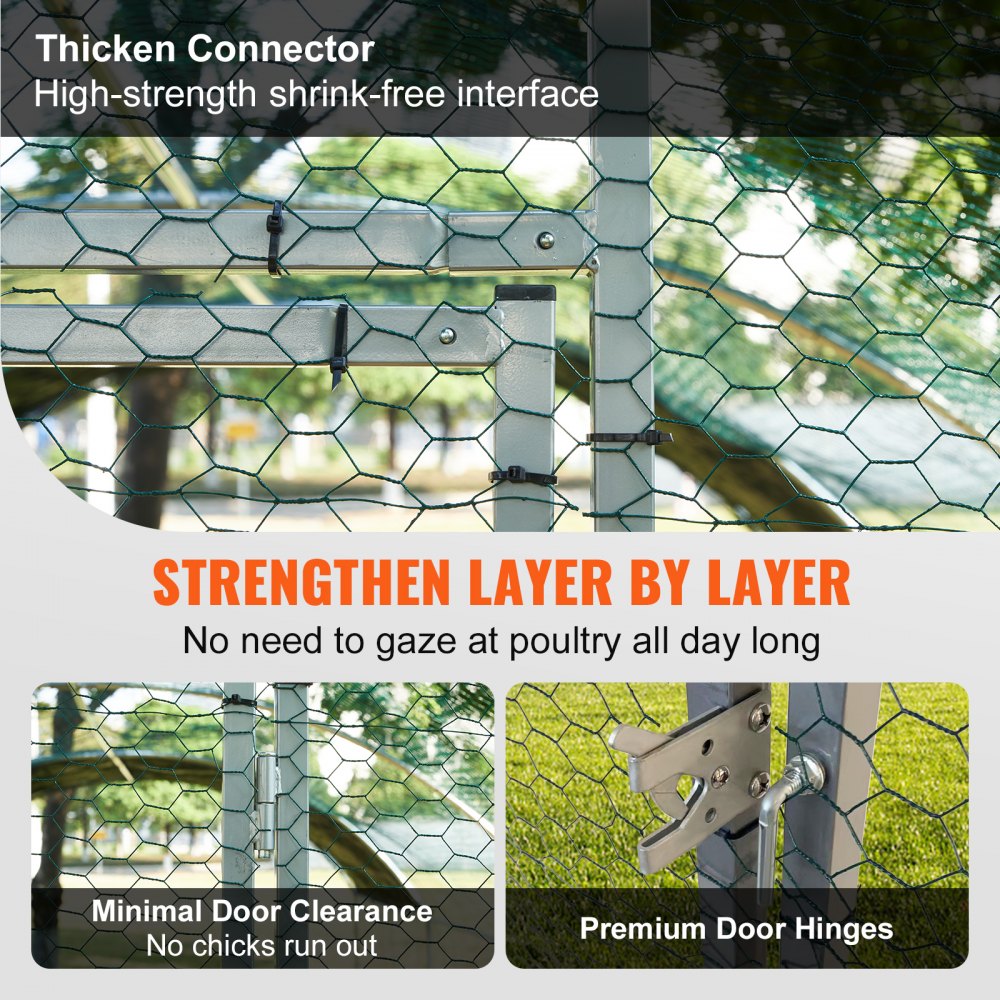 VEVOR Gallinero de Metal para Exterior, 200x300x200 cm, Gran Corral para Pollos, Lona Impermeable, Techo Domo, Puerta Doble, Malla de Alambre, Parque para Gansos, Patos, Conejos, Mascotas, Plata