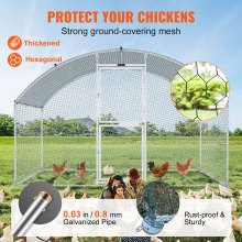 VEVOR Gallinero de Metal para Exterior, 200x300x200 cm, Gran Corral para Pollos, Lona Impermeable, Techo Domo, Puerta Doble, Malla de Alambre, Parque para Gansos, Patos, Conejos, Mascotas, Plata