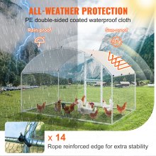 VEVOR Gallinero de Metal para Exterior, 200x300x200 cm, Gran Corral para Pollos, Lona Impermeable, Techo Domo, Puerta Doble, Malla de Alambre, Parque para Gansos, Patos, Conejos, Mascotas, Plata