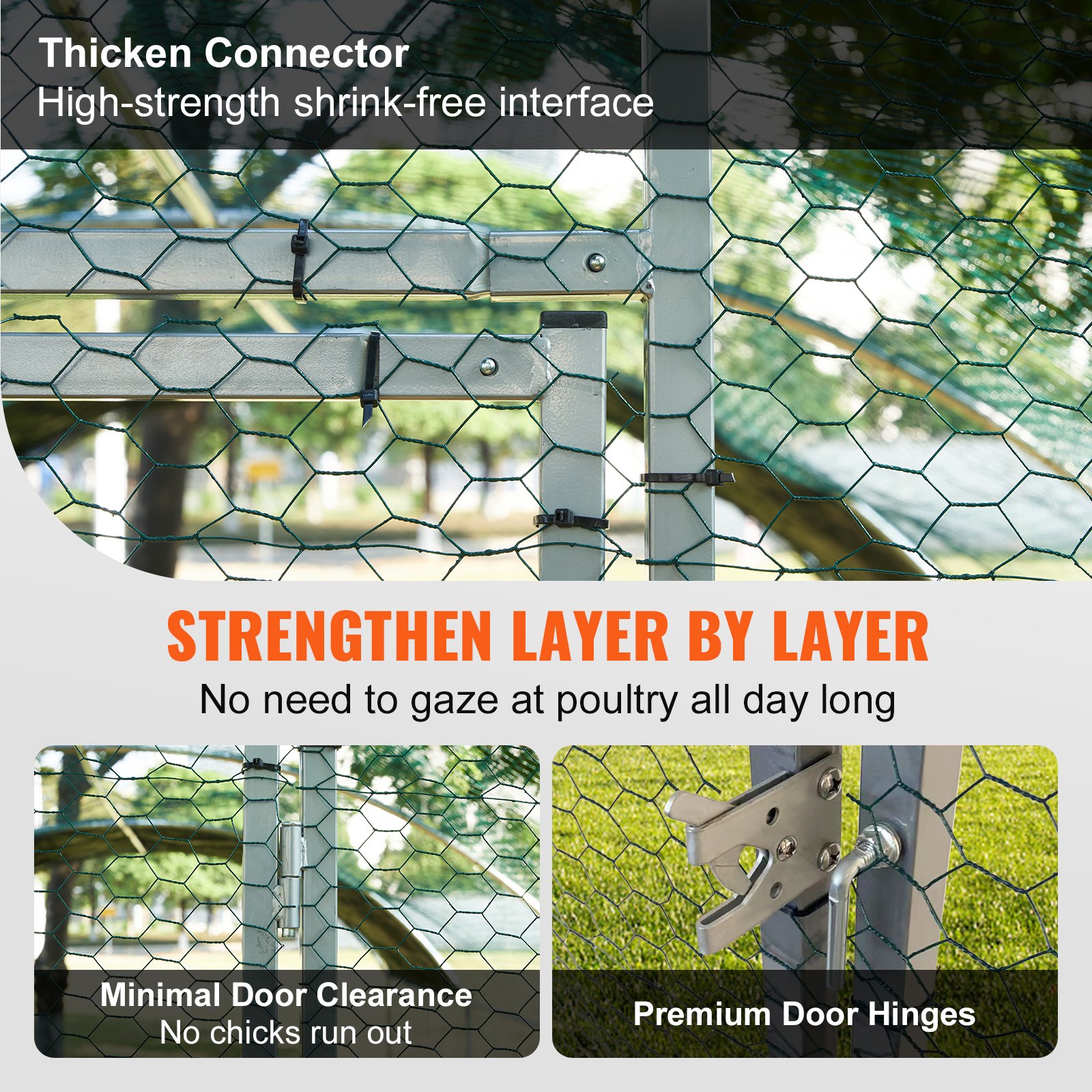 VEVOR Gallinero de Metal para Exterior, 200x300x200 cm, Gran Corral para Pollos, Lona Impermeable, Techo Domo, Puerta Doble, Malla de Alambre, Parque para Gansos, Patos, Conejos, Mascotas, Plata