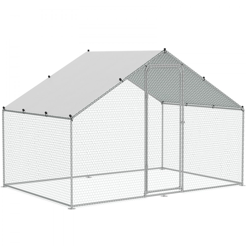 VEVOR Gallinero Grande de Metal, 3 x 1,97 x 1,99 m con Cubierta Impermeable, Gallinero con Techo de Aguja con Cerradura de Seguridad para Exteriores y Patio Trasero, Granja, Jaula para Patos y Conejos