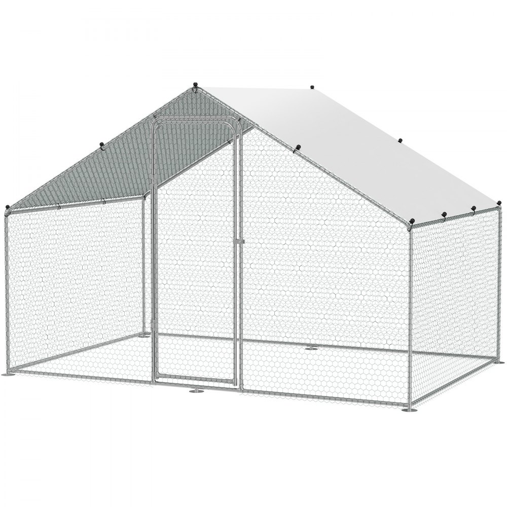 VEVOR Gallinero Grande de Metal, 3 x 1,97 x 1,99 m con Cubierta Impermeable, Gallinero con Techo de Aguja con Cerradura de Seguridad para Exteriores y Patio Trasero, Granja, Jaula para Patos y Conejos