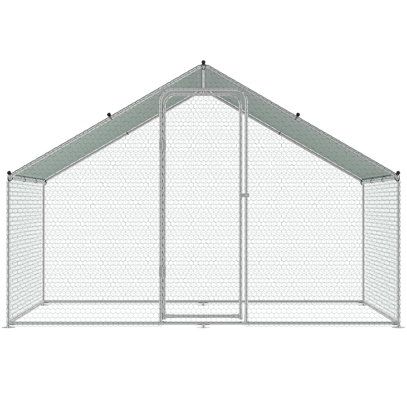 VEVOR Gallinero Grande de Metal, 3 x 1,97 x 1,99 m con Cubierta Impermeable, Gallinero con Techo de Aguja con Cerradura de Seguridad para Exteriores y Patio Trasero, Granja, Jaula para Patos y Conejos