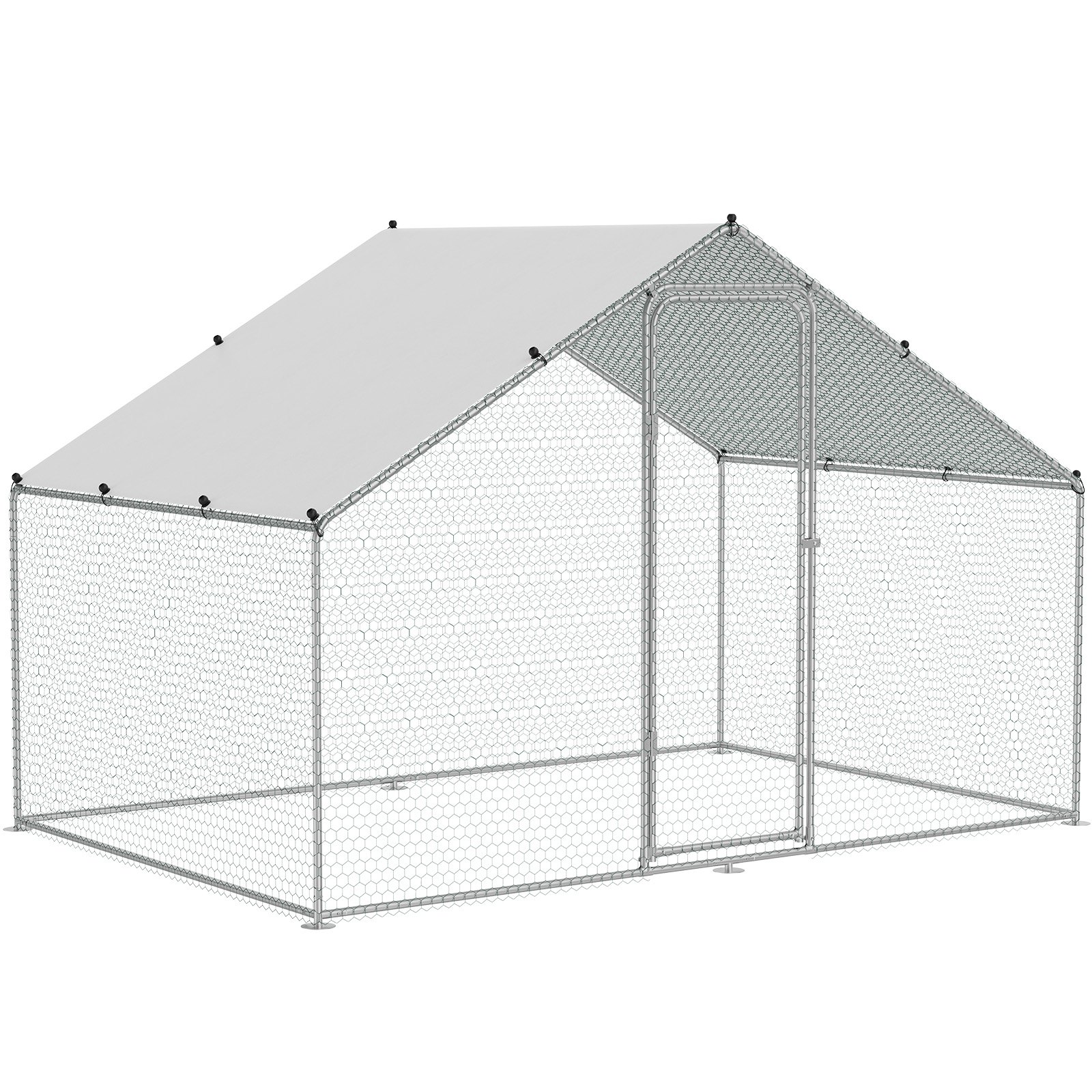 VEVOR Gallinero Grande de Metal, 3 x 1,97 x 1,99 m con Cubierta Impermeable, Gallinero con Techo de Aguja con Cerradura de Seguridad para Exteriores y Patio Trasero, Granja, Jaula para Patos y Conejos