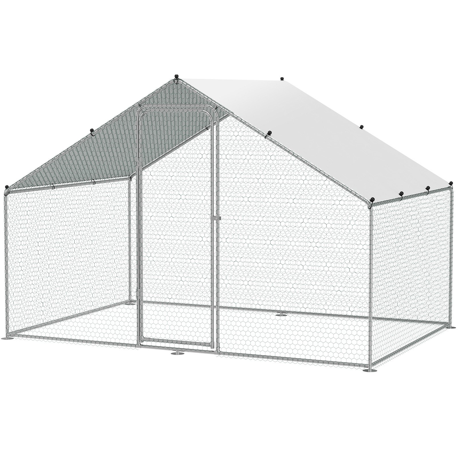 VEVOR Gallinero Grande de Metal, 3 x 1,97 x 1,99 m con Cubierta Impermeable, Gallinero con Techo de Aguja con Cerradura de Seguridad para Exteriores y Patio Trasero, Granja, Jaula para Patos y Conejos