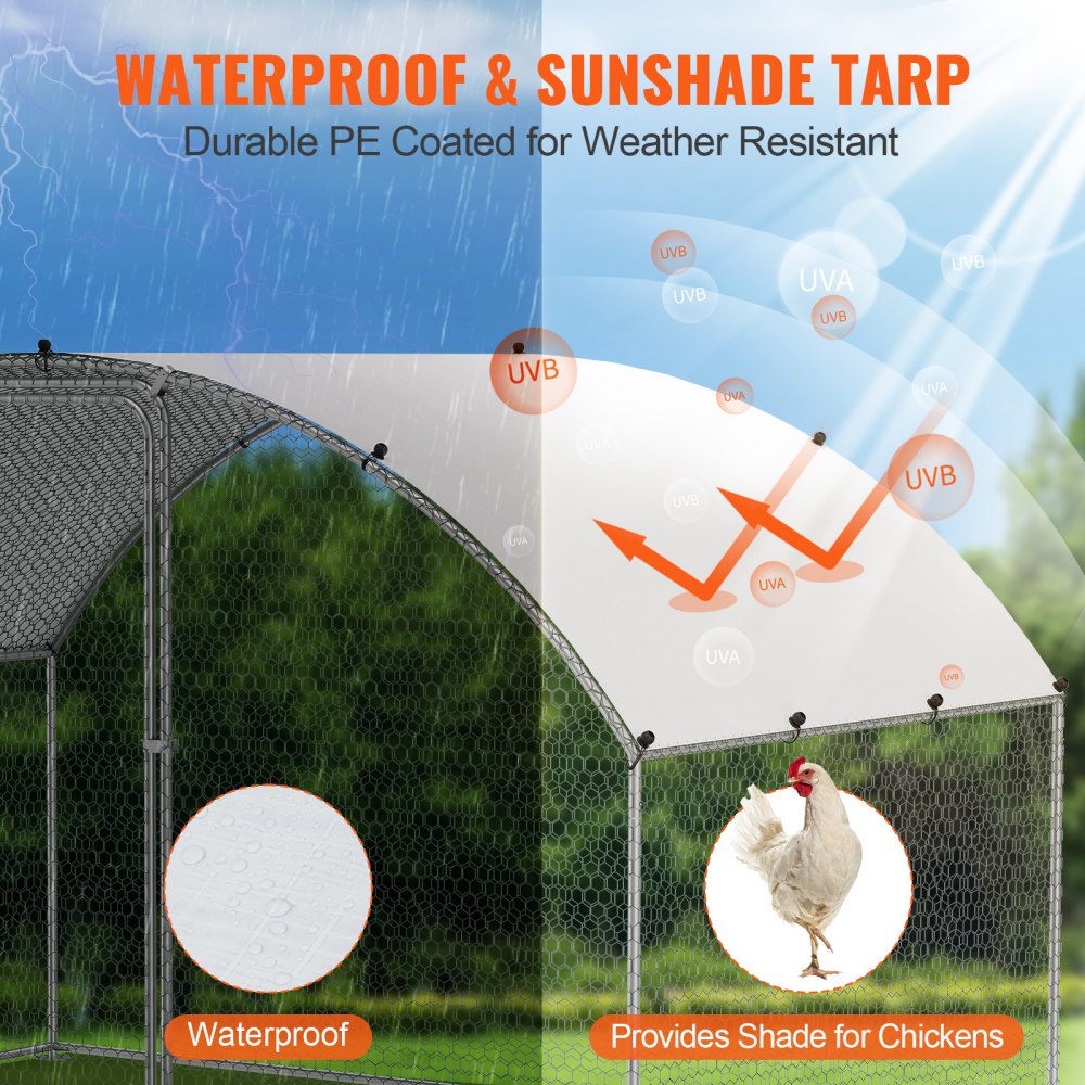 VEVOR Gallinero, 3 x 1,97 x 1,99 m, Gallinero Corral para Patio con Cubierta Impermeable, Gallinero con Techo con Cerradura de Seguridad para Exteriores y Patio Trasero, Granja, Jaula para Conejos