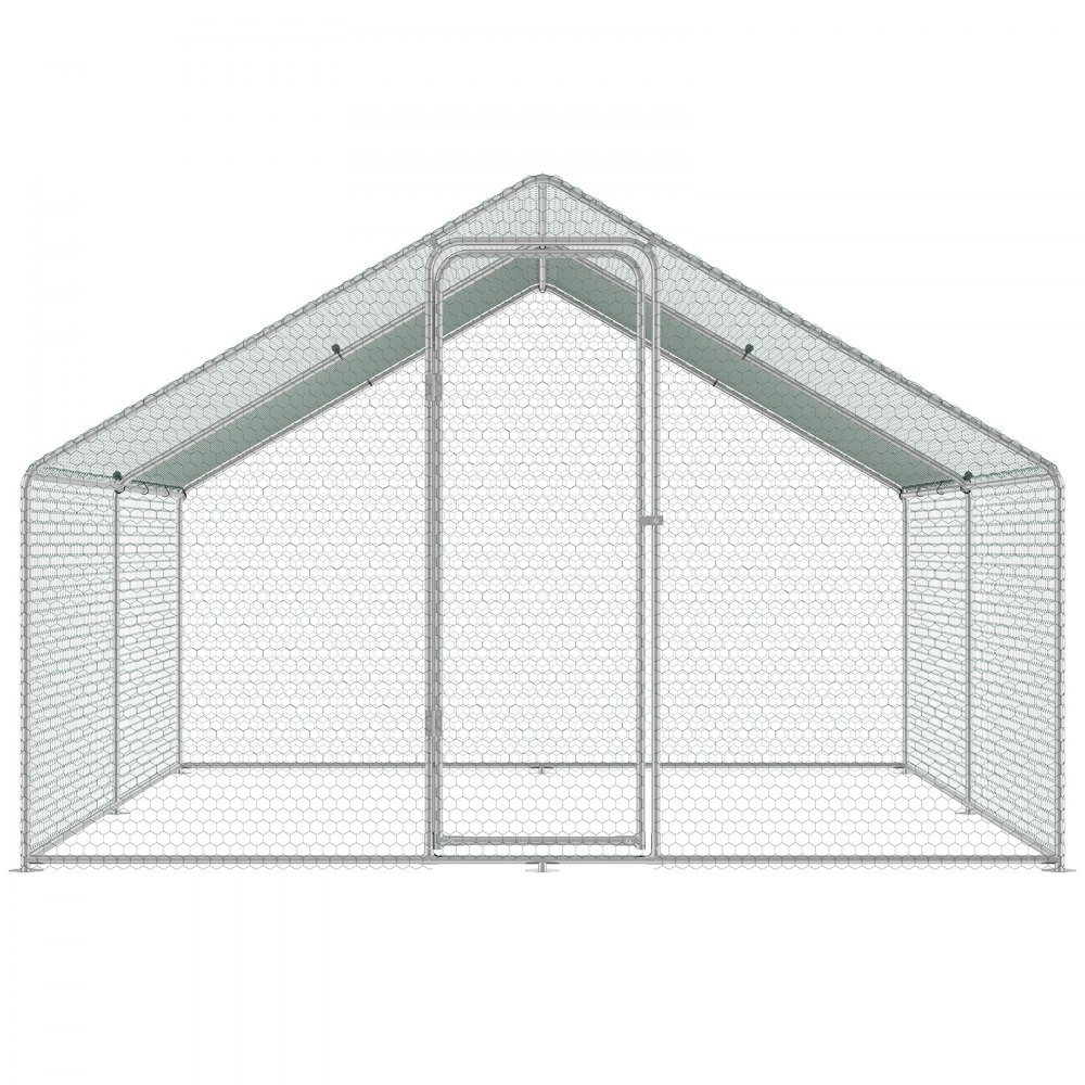 VEVOR Gallinero Grande de Metal, 3 x 3,93 x 1,99 m, Gallinero para Patio con Cubierta, Gallinero con Techo de Aguja con Cerradura de Seguridad para Exteriores y Patio Trasero, Granja, Jaula para Patos