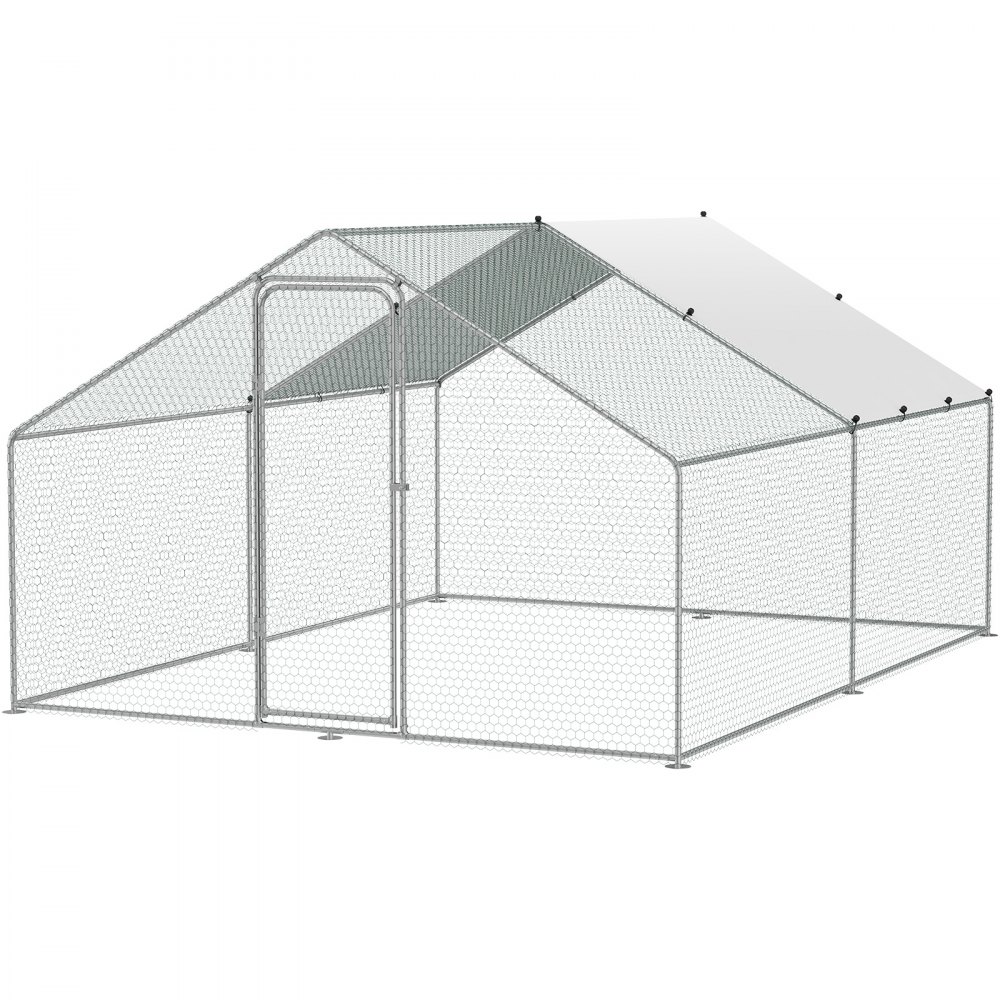 VEVOR Gallinero Grande de Metal, 3 x 3,93 x 1,99 m, Gallinero para Patio con Cubierta, Gallinero con Techo de Aguja con Cerradura de Seguridad para Exteriores y Patio Trasero, Granja, Jaula para Patos