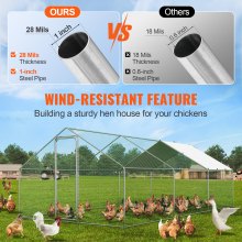 VEVOR Gallinero Grande de Metal, 3 x 5,88 x 1,99 m, Gallinero para Patio con Cubierta, Gallinero con Techo de Aguja con Cerradura de Seguridad para Exteriores, Granja, Jaula para Patos y Conejos