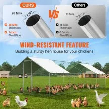 VEVOR Gallinero Grande de Metal con Corral, 3 x 7,83 x 1,99 m, Gallinero para Patio con Cubierta, Gallinero con Techo de Aguja con Cerradura de Seguridad para Exteriores y Patio Trasero, Granja