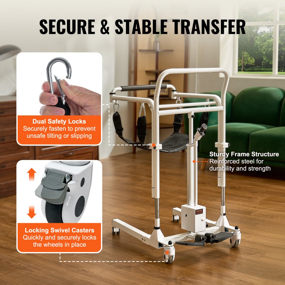 VEVOR Silla de Ruedas Elevadora de Pacientes Silla de Ruedas Eléctrica Plegable de Altura Ajustable con Ruedas y 2 Cojines de Asiento, Carga de 100 kg, para Personas Mayores discapacitadas