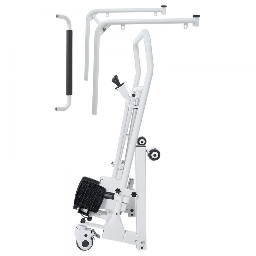 VEVOR Silla de Ruedas Elevadora de Pacientes Silla de Ruedas Eléctrica Plegable de Altura Ajustable con Ruedas y 2 Cojines de Asiento, Carga de 100 kg, para Personas Mayores discapacitadas