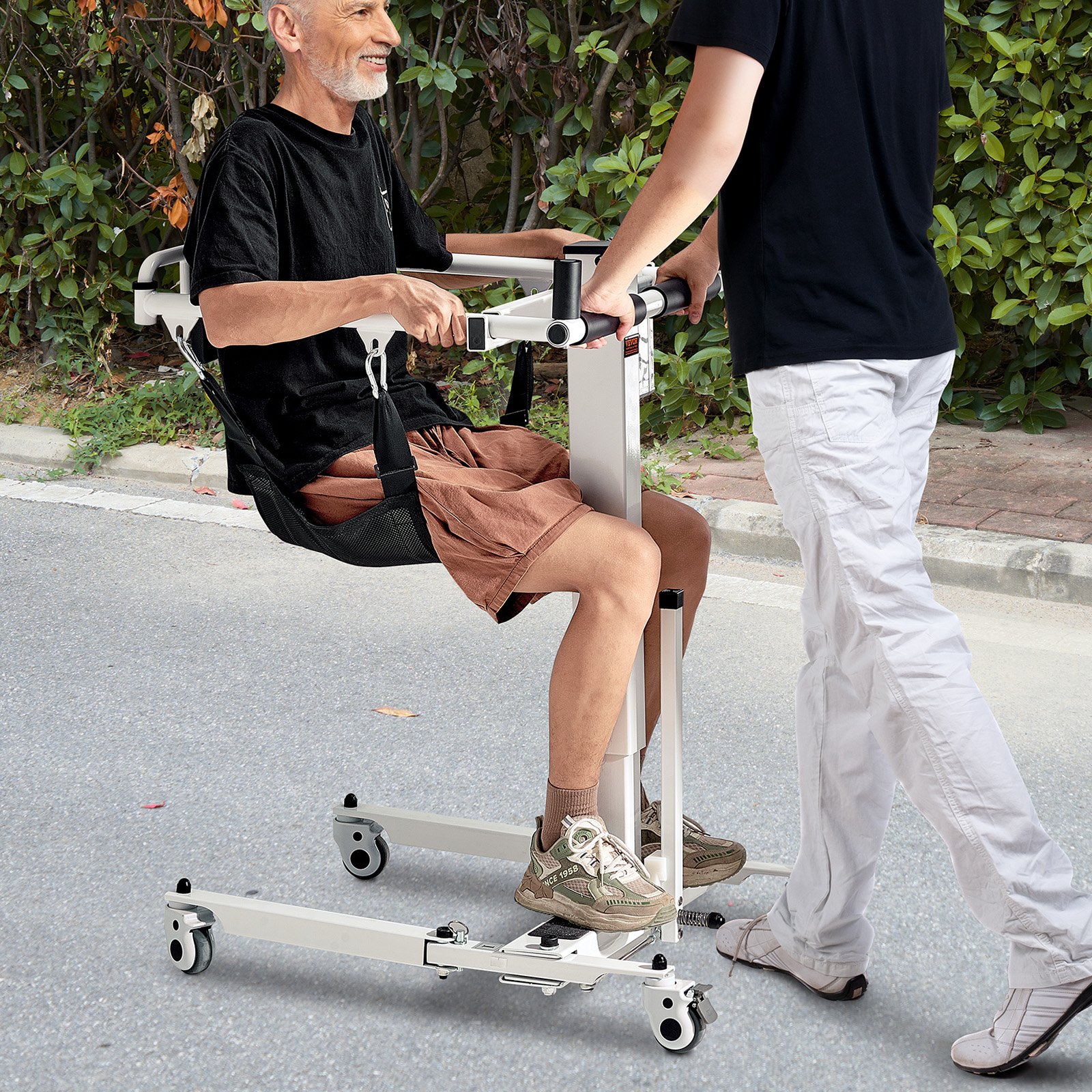 VEVOR Silla de Ruedas Elevadora de Pacientes con Altura y Ancho Ajustables Silla Eléctrica Plegable para Traslado de Pacientes Capacidad de Carga 100 kg para Ancianos Discapacitados, Hogar, Coche