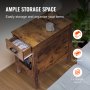 VEVOR Mesa Auxiliar Estilo Granja de 609 x 356 x 610 mm, Mesa de Noche de 3 Niveles con Puertos USB, Tomas de Corriente, Armario de Almacenamiento y 1 Cajón para Sala de Estar, Oficina, Color Madera