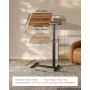 VEVOR Mesa Auxiliar con Ruedas para la Cama 700 x 400 mm Escritorio Móvil, Estación de Trabajo para Dormitorio Sala de Estar Oficina Hogar, Altura Ajustable, Tablero Abatible, con Portavasos, Marrón