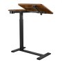 VEVOR Overbed Table 700 x 400 mm Mobile Bedside Table with Hidden Wheels, for Home Office Bed Couch, Height Adjustable Rolling Laptop Desk, Standing Cart with Tilting Desktop & Cup Holder, Brown