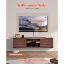 VEVOR Mueble de TV de Pared 1520 x 390 x 368 mm con Puertas Correderas, Nogal