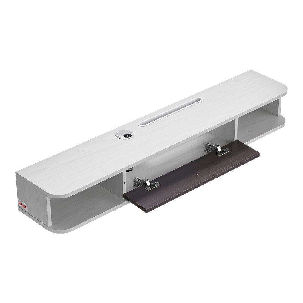 VEVOR TV cabinet, wall-mounted, TV cabinet with cable hole, floating TV shelf with storage space for DVD player, cable box, game console, wall cabinet, 52 kg load capacity, white, 120 cm length