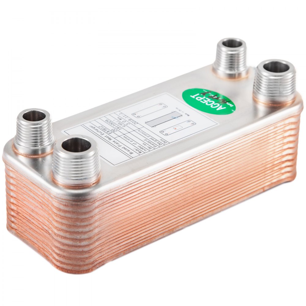 Intercambiador De Calor De 20 Placas Soldadas 1/2 "y 3/4" Mnpt Para Calefacción