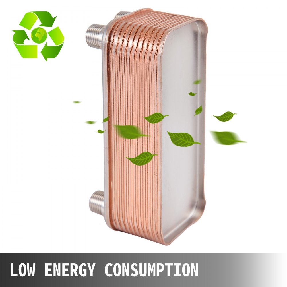 Intercambiador De Calor De 20 Placas Soldadas 1/2 "y 3/4" Mnpt Para Calefacción