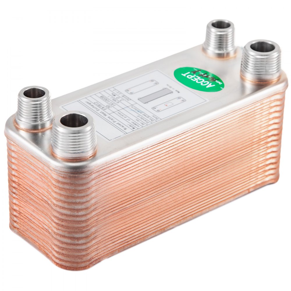 Intercambiador De Calor De 30 Placas Soldadas Para Calefacción 1/2" Y 3/4" Mnpt