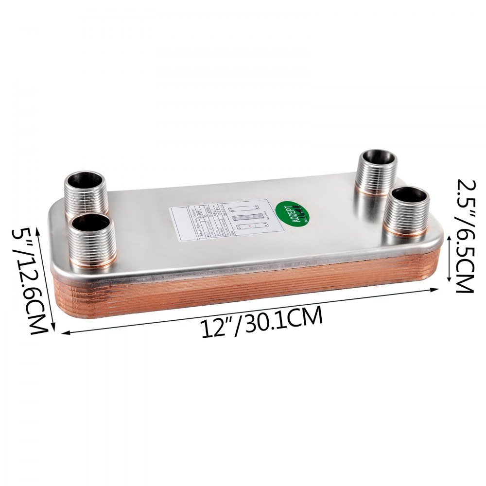 Intercambiador De Calor De 10 Placas Soldadas Para Calefacción 1.25 " Mnpt