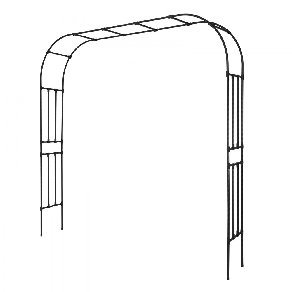 VEVOR Garden Arbor, 2.4 (H) x  2.5 (W) x 0.4 (D) m Metal Archway, Sturdy Outdoor Trellis Arch with Stakes, Easy to Assemble, Pergola Arbor for Plant Climbing Yard Lawn Wedding Party Decoration