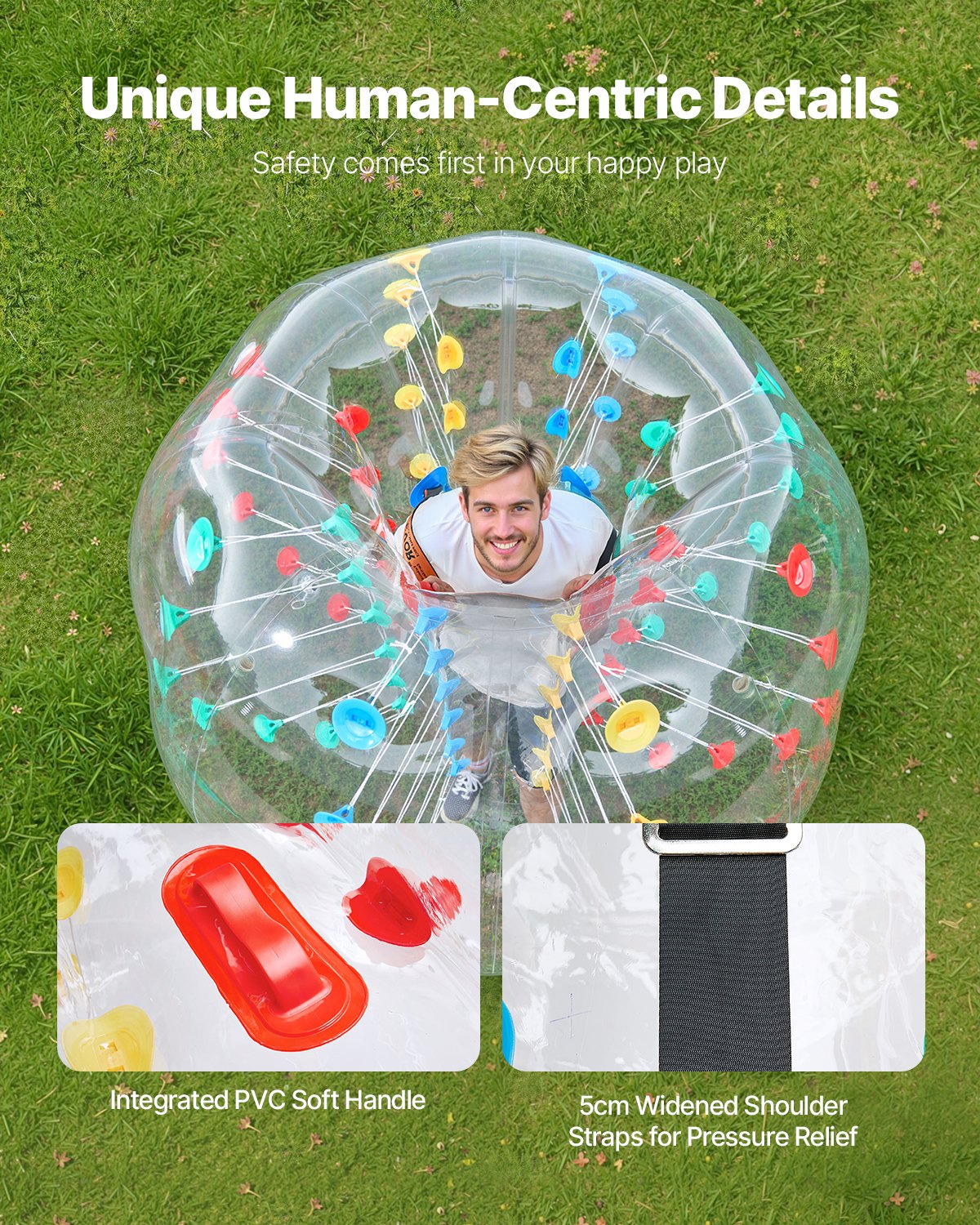 VEVOR Pelotas de Parachoques Inflables,1 Unidad, 1,5 m, Diseño de Sumo, PVC, 0,8 mm de Grosor, para Deportes al Aire Libre, Juegos en Equipo, Juguete para Jardín, Patio y Parque, 1,5 x 1,5 x 1,2 m