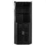 VEVOR Armario de Vino Esquinero 50 x 50 x 170 cm, Mueble Bar de Esquina con Espacio de Almacenamiento, Soporte para Copas, Brillo LED Ajustable, Correa Antivuelco, para Cocina, Sala de Estar, Negro
