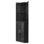 VEVOR Armario de Vino Esquinero 50 x 50 x 170 cm, Mueble Bar de Esquina con Espacio de Almacenamiento, Soporte para Copas, Brillo LED Ajustable, Correa Antivuelco, para Cocina, Sala de Estar, Negro